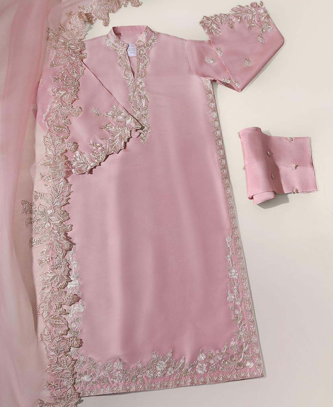 3 pcs Silk Emboidered Dress